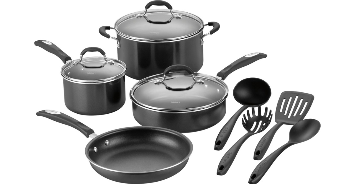 Cuisinart Piece Cookware Set Black Silver
