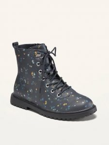 Faux Leather Lace Up Combat Boots for Girls