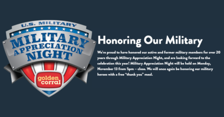 FREE Thank You Meal for Military Appreciation Night at Golden Corral
