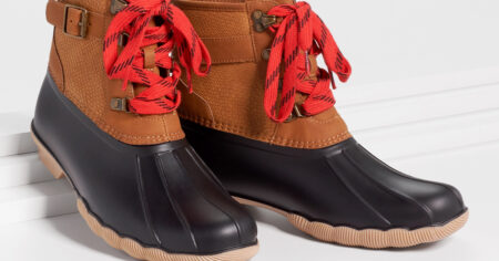 jade side buckle lace up duck boot