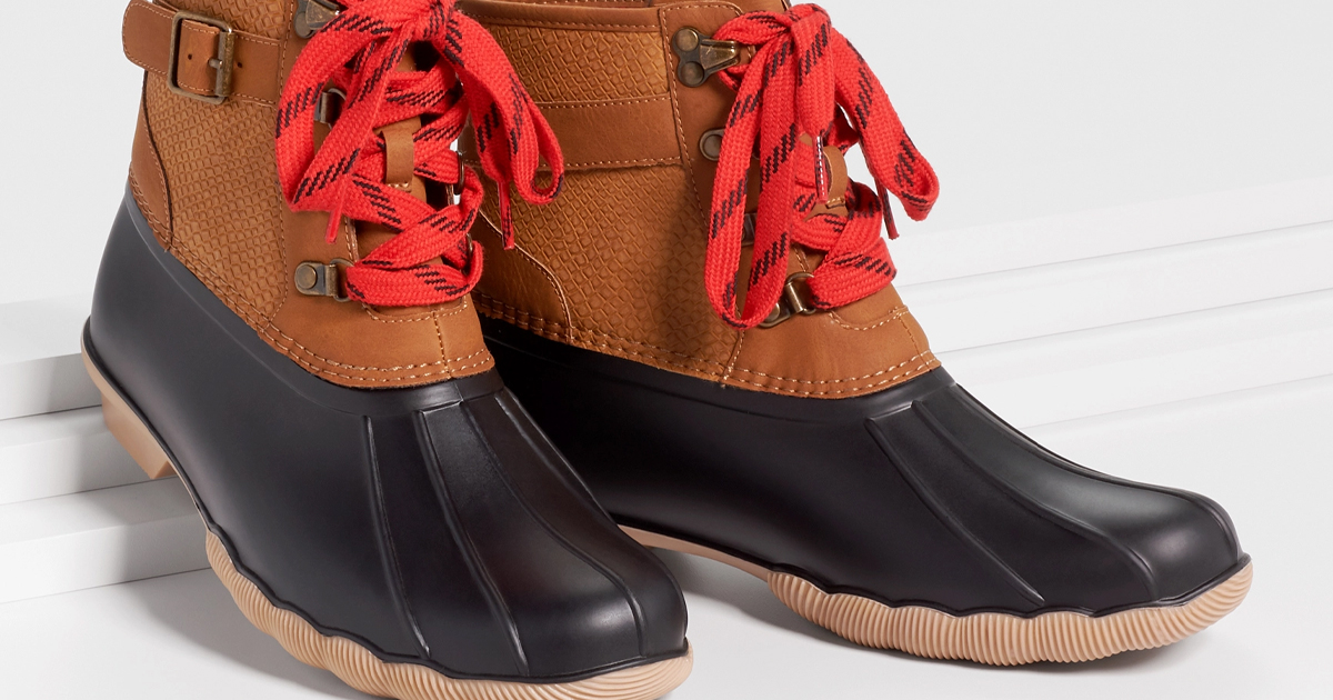 jade side buckle lace up duck boot