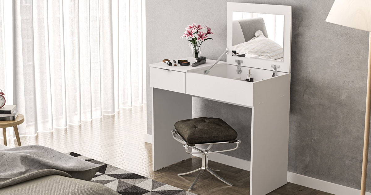 Polifurniture Modern Pull Top Bedroom Vanity Table