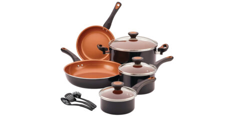 Piece Black Coppertone Aluminum Ceramic Cookware Set