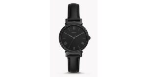 daisy three hand black leather watch
