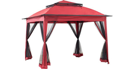Amazon Basics Outdoor Patio Garden Pop Up Gazebo with Mosquito Net Terra Cotta Red