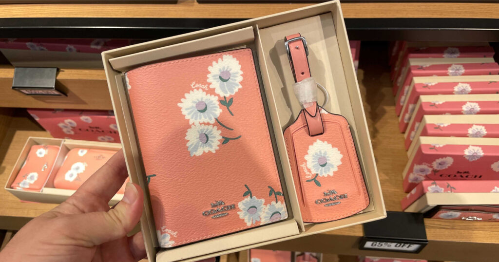 Boxed Passport Case And Luggage Tag Set With Daisy Print