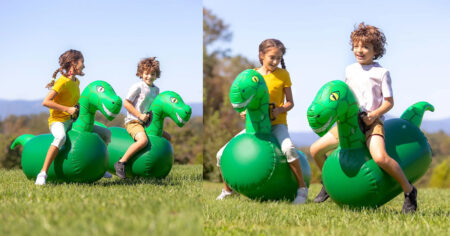 Green Inflatable Hop n Go Dino Ride On Set of Two