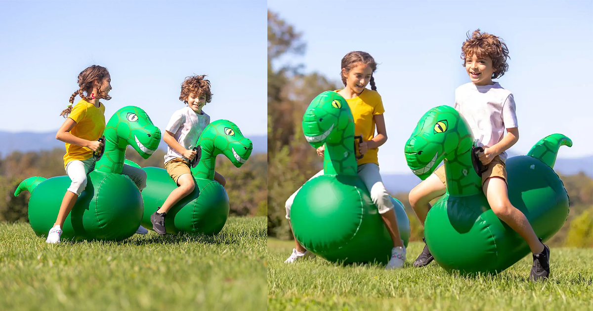 Green Inflatable Hop n Go Dino Ride On Set of Two
