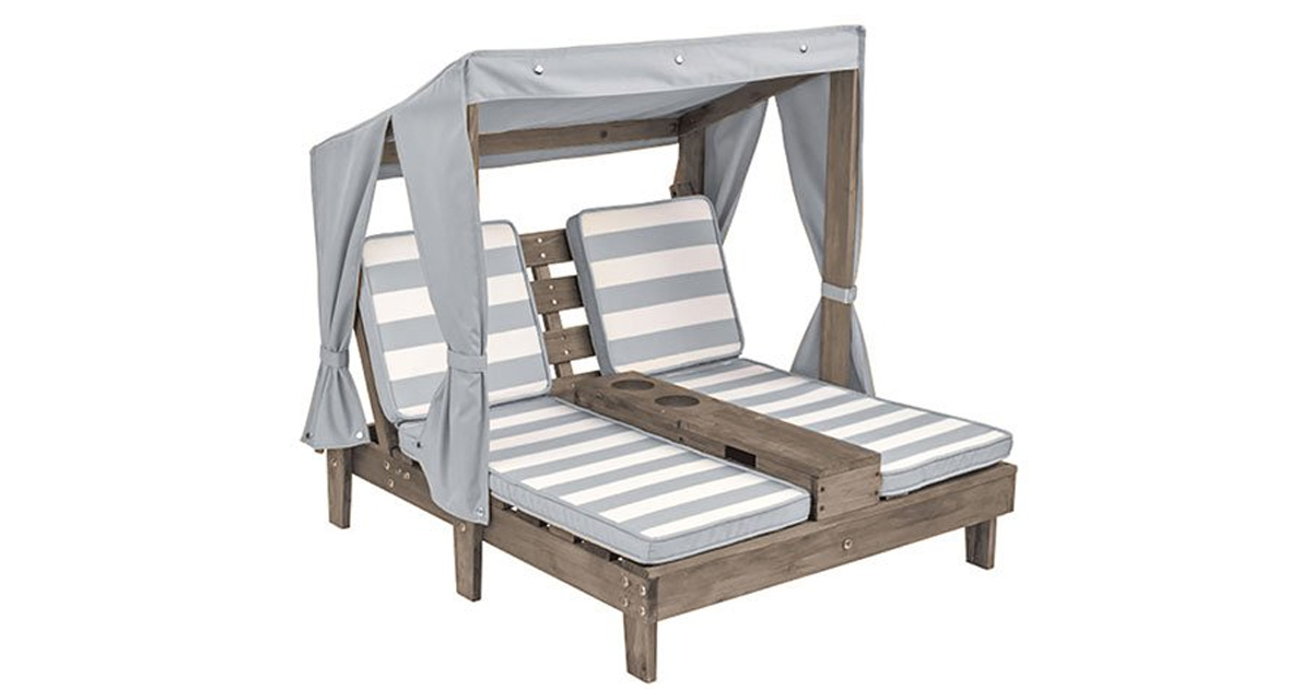 KidKraft Gray White Stripe Double Chaise Lounge