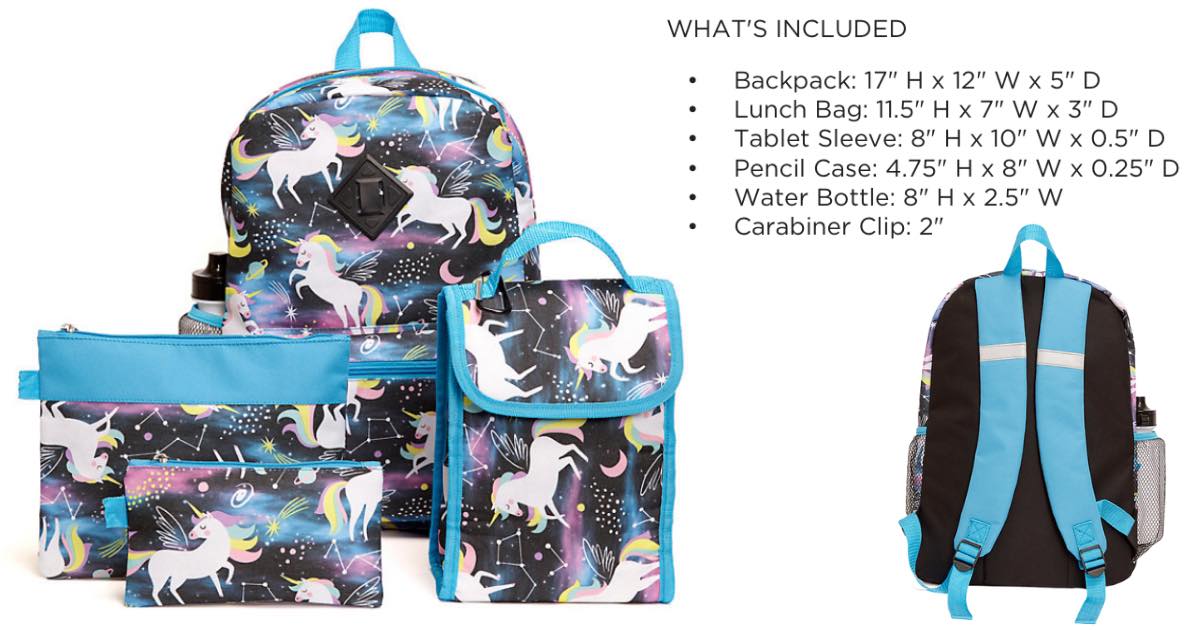 unicorn piece backpack set
