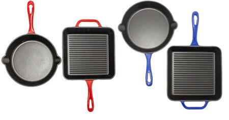 BergHOFF Blue Enamel Cast Iron Skillet Grill Pan