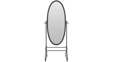 Black Standing Oval Mirror with Tilt