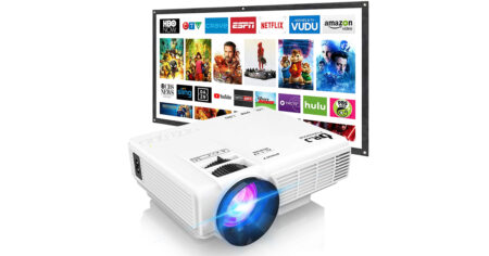 DR J Professional HI Mini Projector Outdoor Movie Projector with Inch Projector Screen