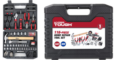 Hyper Tough Piece Home Repair Tool Set Including Carry Case