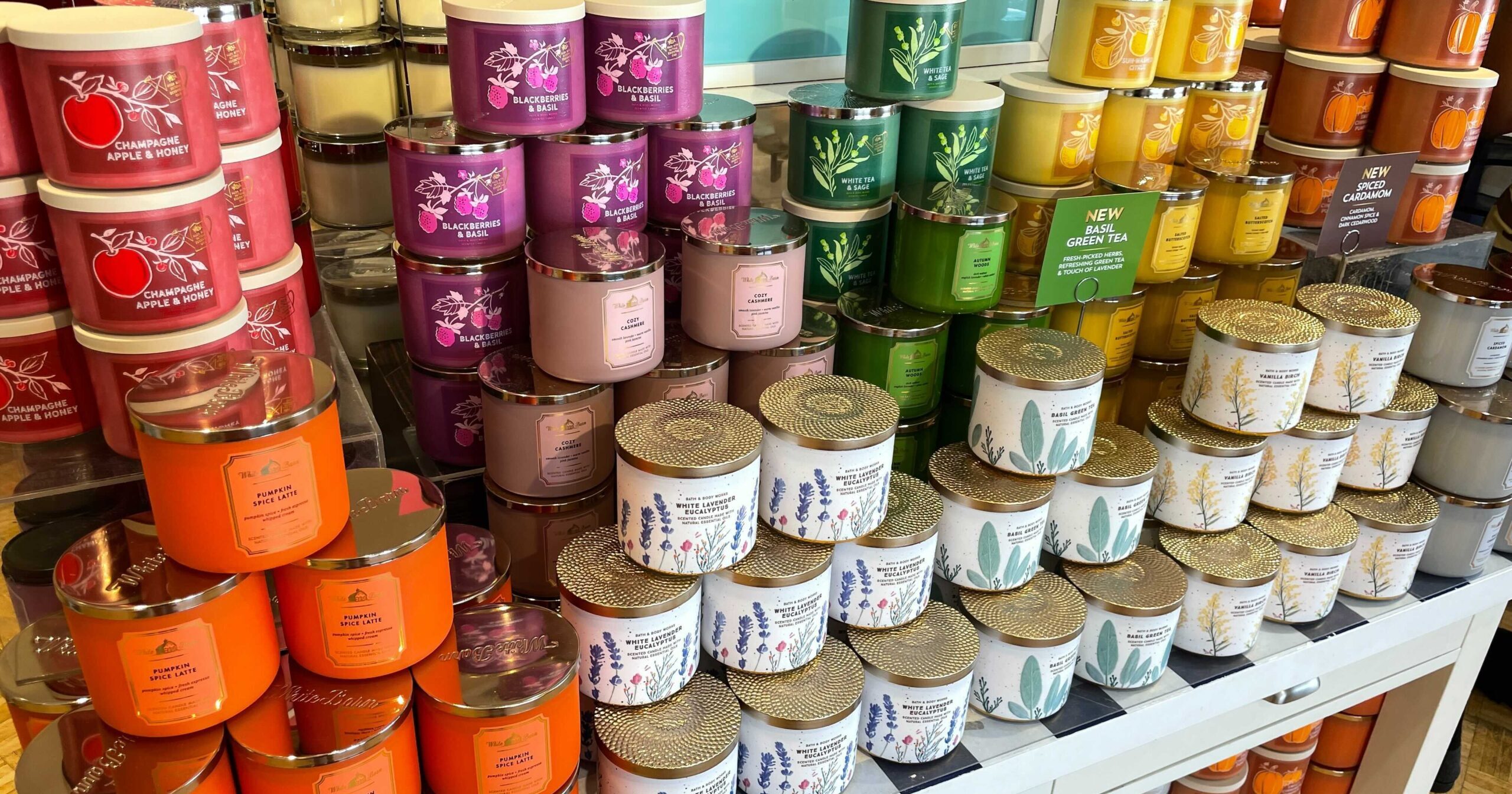 bath and body works candle day candles on shelf
