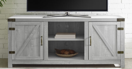 Woven Paths Modern Farmhouse Barn Door TV Stand for TVs up to