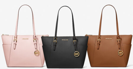 MICHAEL KORS SAFFIANO LEATHER ZIP TOTE BAG