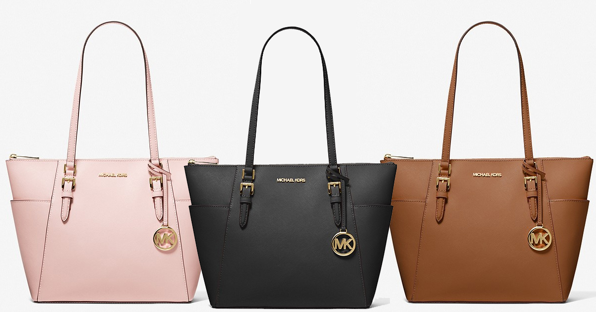 MICHAEL KORS SAFFIANO LEATHER ZIP TOTE BAG