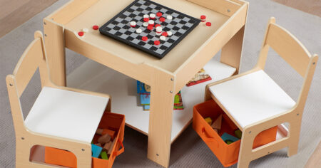Senda Kids Wooden Storage Table and Chairs Set