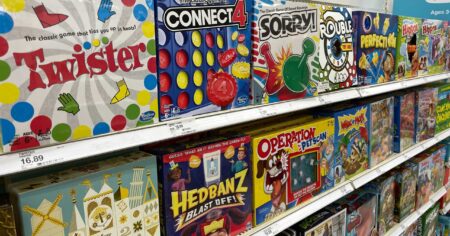 aisle of board games at Target