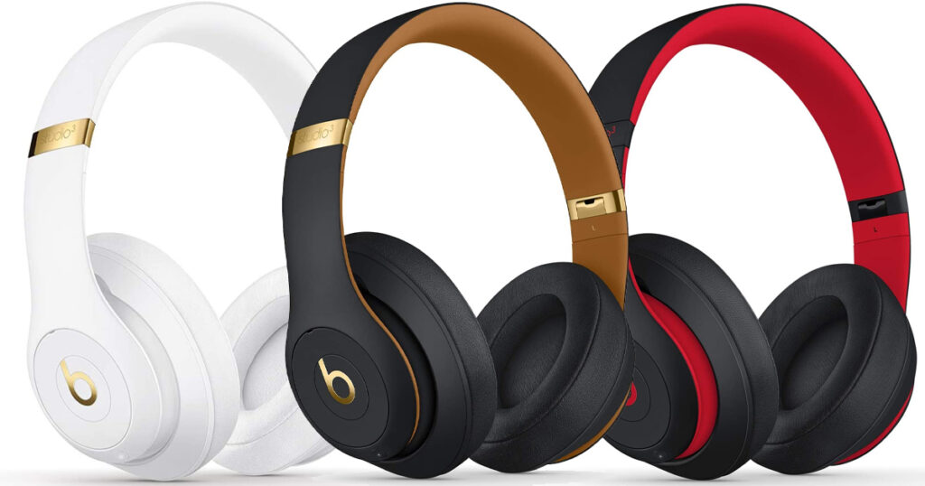 three pairs of Beats Studio Wireless Noise Cancelling Over Ear Headphones