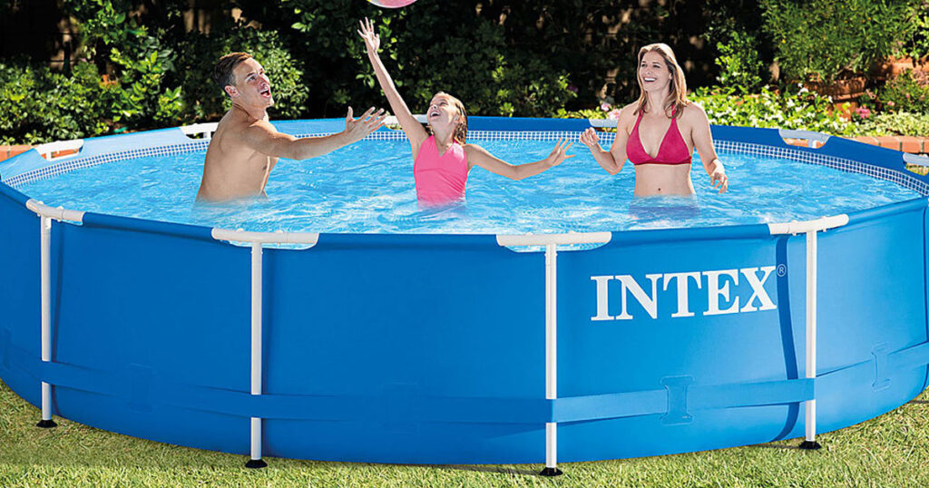 Intex - Above Ground Swimming Pool with Pump, Filter Cartridge(6 Pack) and Cover Intex Above Ground Swimming Pool with Pump Filter Cartridge Pack and Cover