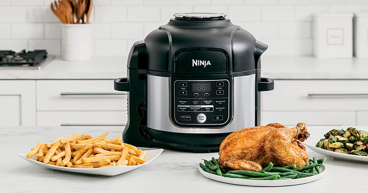 Ninja OS Foodi in Pressure Cooker and Air Fryer with Nesting Broil Rack Quart Stainless Steel