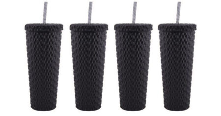 Way To Celebrate Pack Plastic Tumbler with Straw Matte Black