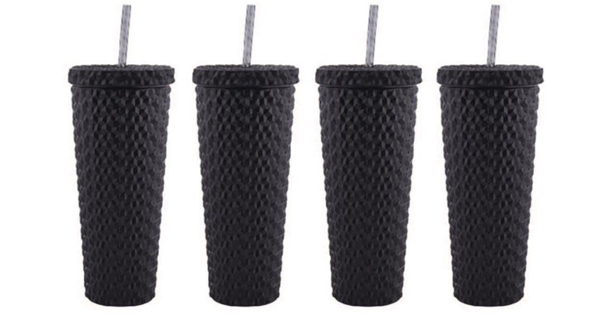Way To Celebrate Pack Plastic Tumbler with Straw Matte Black