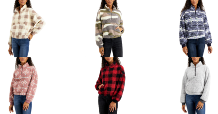 sherpa half zip tops