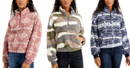 juniors Sherpa Half Zip Top