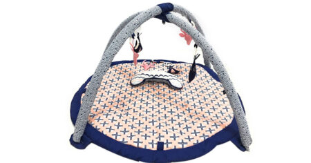 Bacati Girls Activity Gym Playmat Emma Tribal Coral with Toys