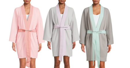 LOVE AT FIRST SIGHT Womens Sleepwear Kimono Sleeve Robe with Eye Mask