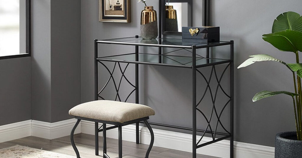 Mainstays Metal and Glass Vanity Set