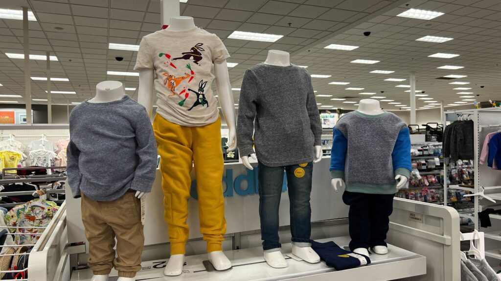 mannequins with Cat & Jack clothing on display at Target