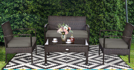 Costway Pieces Patio Rattan Wicker Furniture Set