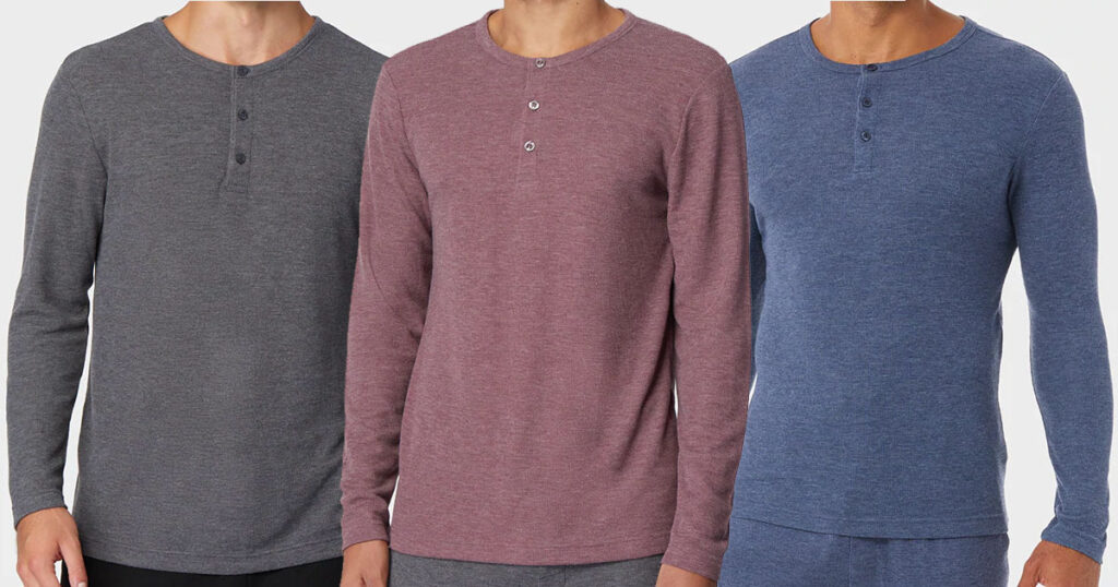 MENS SOFT WAFFLE SLEEP HENLEY