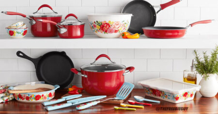 The Pioneer Woman Sweet Romance Piece Nonstick Cookware Set Red