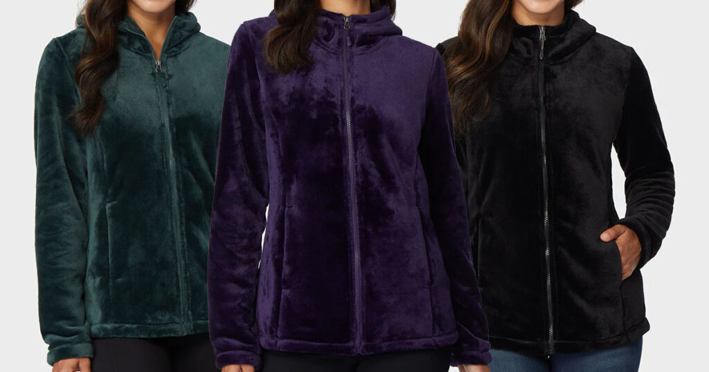 WOMENS LUXE FUR HOODED FULL ZIP