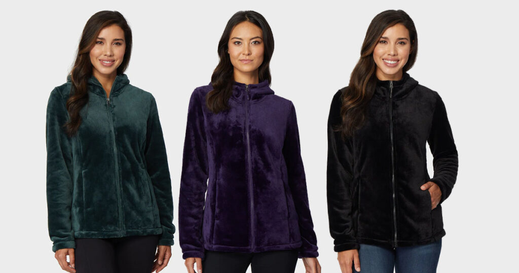 WOMENS LUXE FUR HOODED FULL ZIP