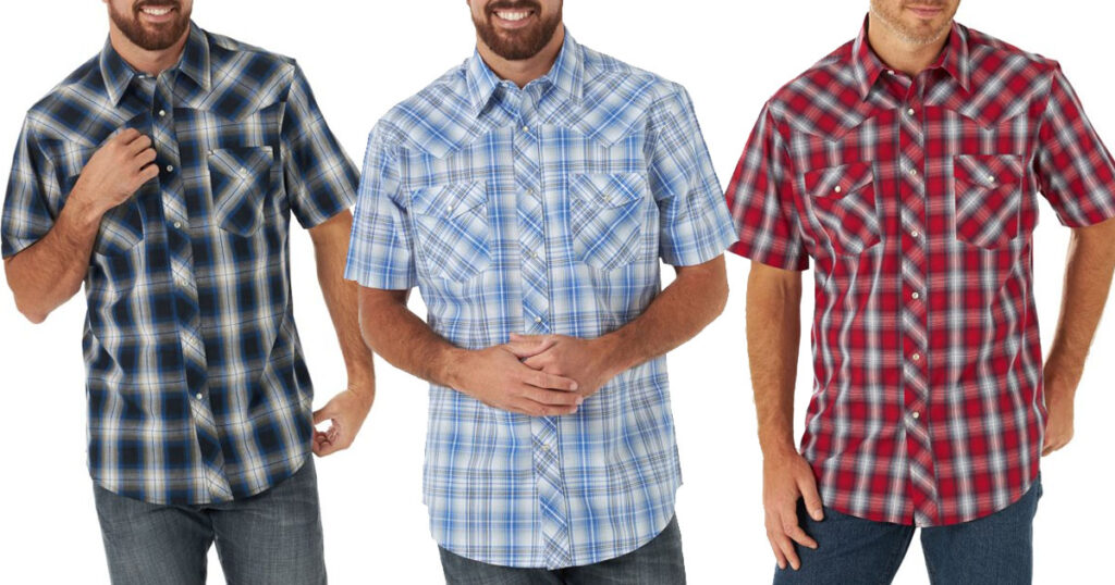 Wrangler Mens Short Sleeve Woven Western Shirt