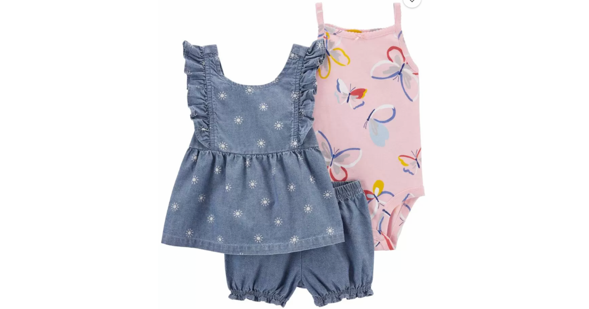 Piece Butterfly Chambray Short Set