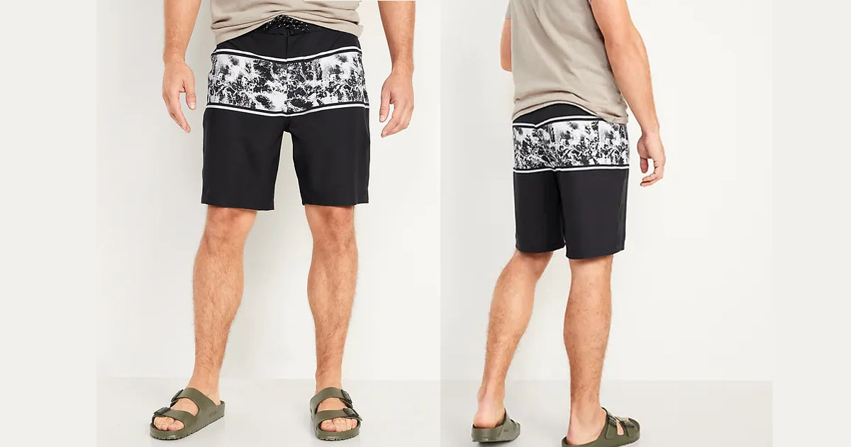 Color Blocked Built In Flex Board Shorts for Men inch inseam