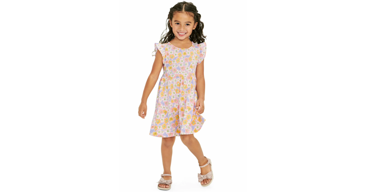 Baby And Toddler Girls Floral Babydoll Dress Soft Fern