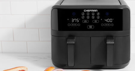 Chefman TurboFry Qt Digital Touch Dual Basket Air Fryer Matte Black