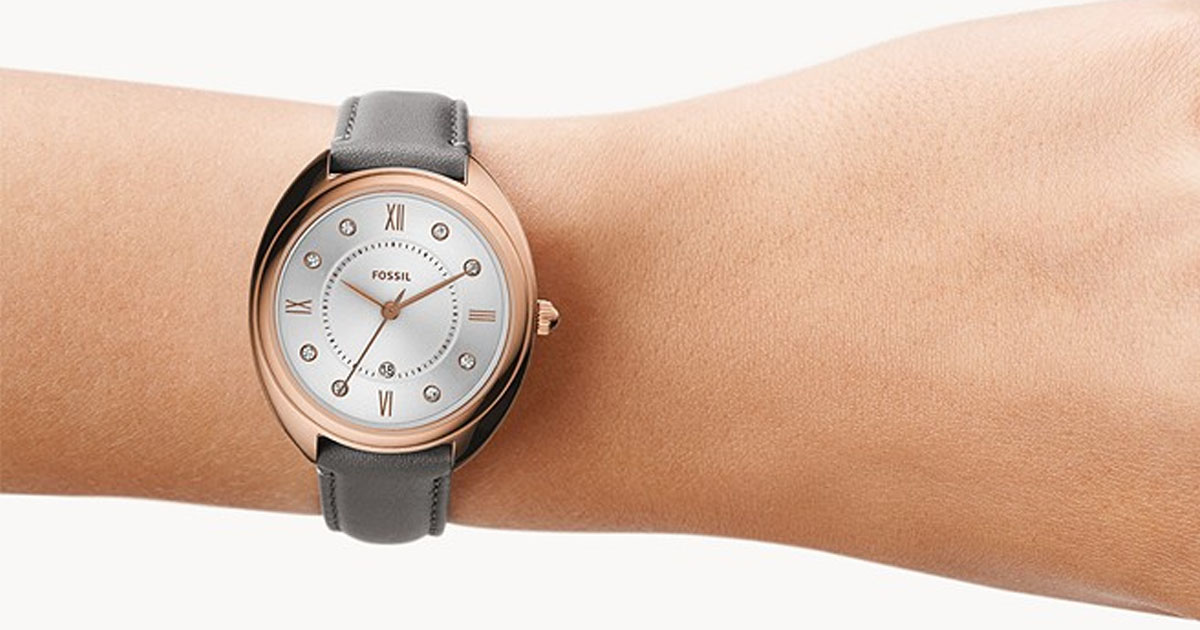 Gabby Three Hand Date Gray Leather Watch