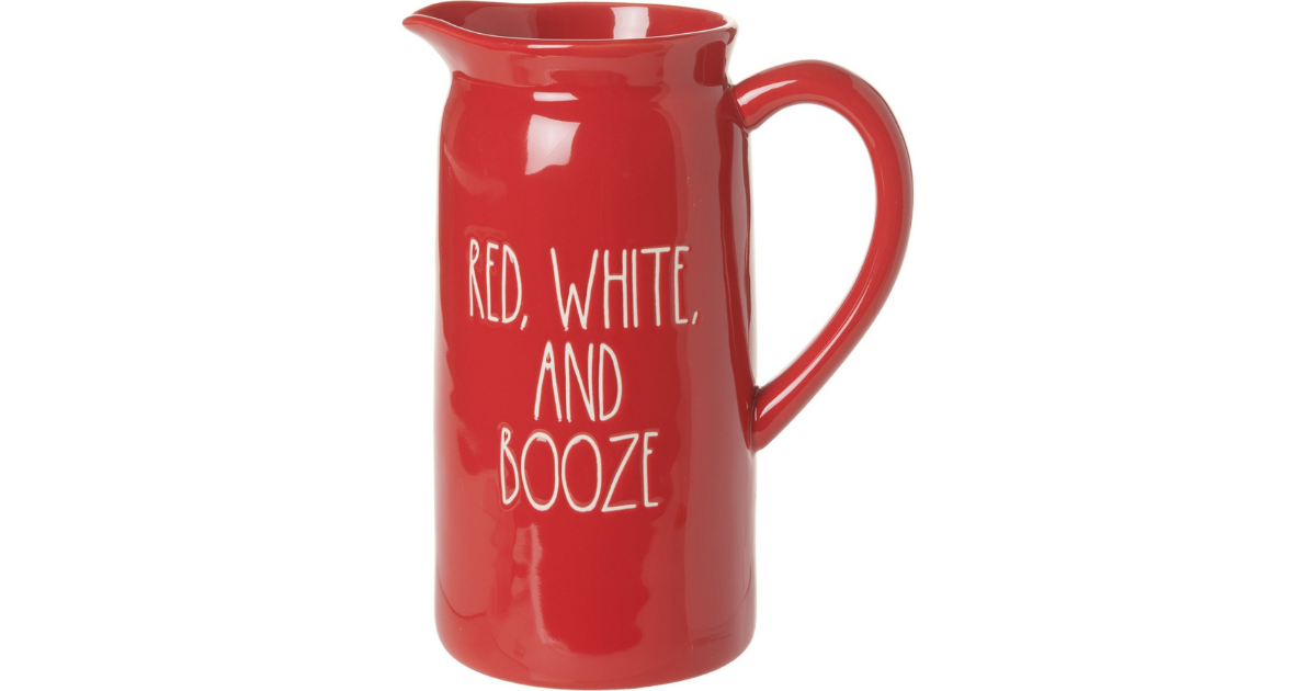Rae Dunn Red White and Booze Pitcher