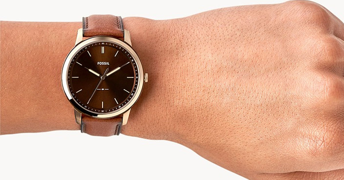The Minimalist Three Hand Medium Brown Eco Leather Watch