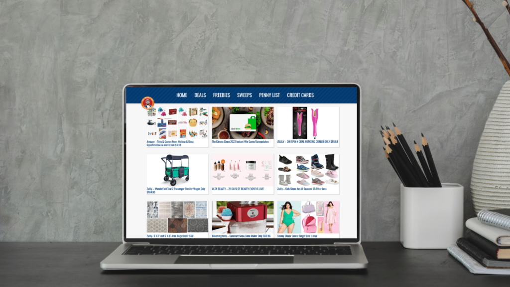 The Freebie Guy homepage on a laptop