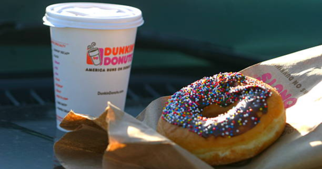 Dunkin Donuts cup and donut